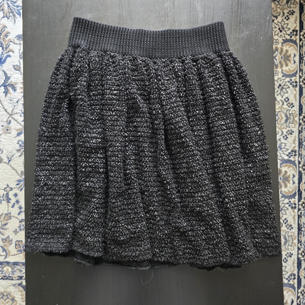 Alexander McQueen Black Textured Rock-Boho Skirt
